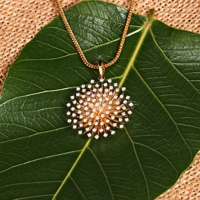 Round Cut Lab Grown Diamond Floral Swirl Pendant