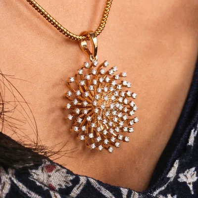 Round Cut Lab Grown Diamond Floral Swirl Pendant