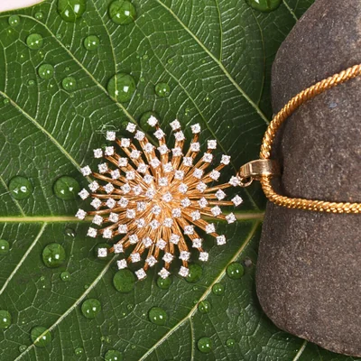 Round Cut Lab Grown Diamond Floral Swirl Pendant