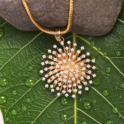 Round Cut Lab Grown Diamond Floral Swirl Pendant