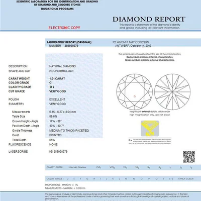 1.01 Carat Round Natural Diamond Solitaire Ring