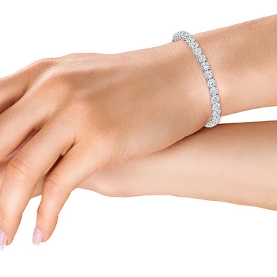 Four Prong 11 CT TW Natural Diamond Tennis Bracelet