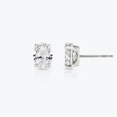 CaratX 1.00 carat weight oval cut diamond stud earrings