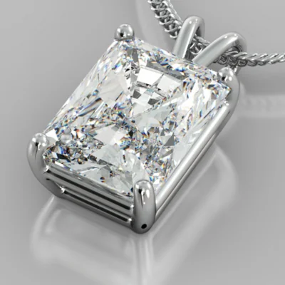 CaratX 1.00 CTW Radiant Cut Diamond Pendant in 4 Prong Basket Setting