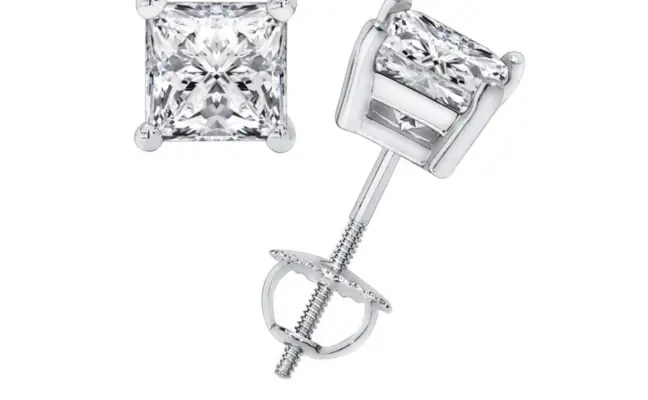 1/4 ctw CaratX Premium Princess Cut Natural Diamond Stud Earrings