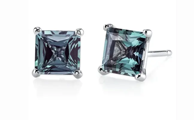 2.50 ctw Rare Alexandrite Stud Earrings set in 14kt white gold
