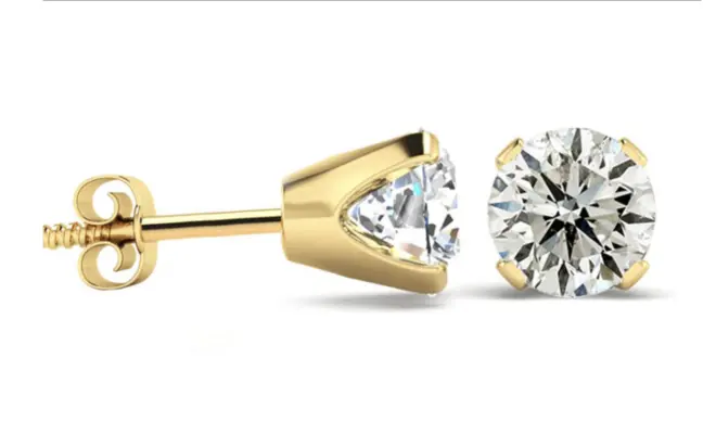 2.00 CTW H Color SI2 Round Diamond Stud Earrings | Basket setting | CaratX Earring Collection
