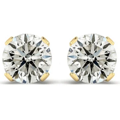 2.00 CTW H Color SI2 Round Diamond Stud Earrings | Basket setting | CaratX Earring Collection