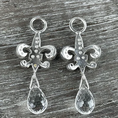 Jude Frances 18k Gold Diamond & White Topaz Fleur De Lis Charms