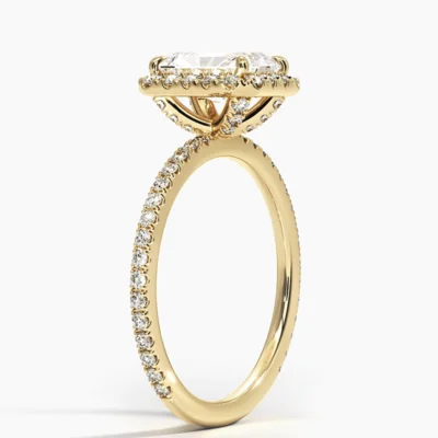Excellent 1.95 ctw Radiant Cut Natural Diamond Ring | Halo Setting in solid gold