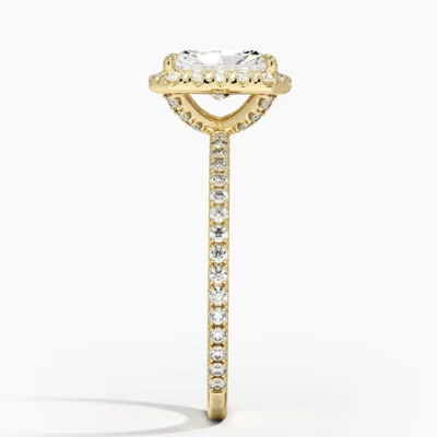 Excellent 1.95 ctw Radiant Cut Natural Diamond Ring | Halo Setting in solid gold