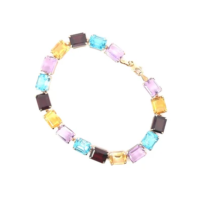 10K yellow gold, multi-color stone bracelet