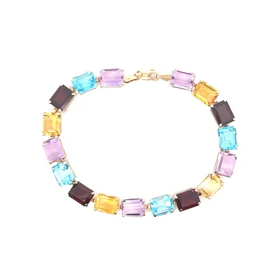 10K yellow gold, multi-color stone bracelet