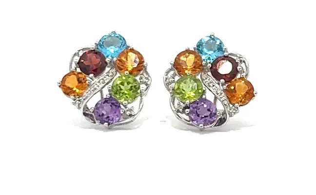 14KW multi-color stone earrings
