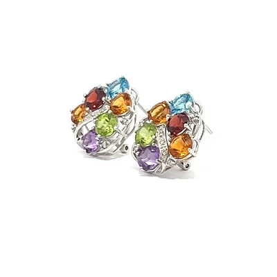 14KW multi-color stone earrings