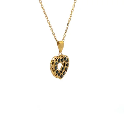 14KY Sapphire heart two-sided pendant